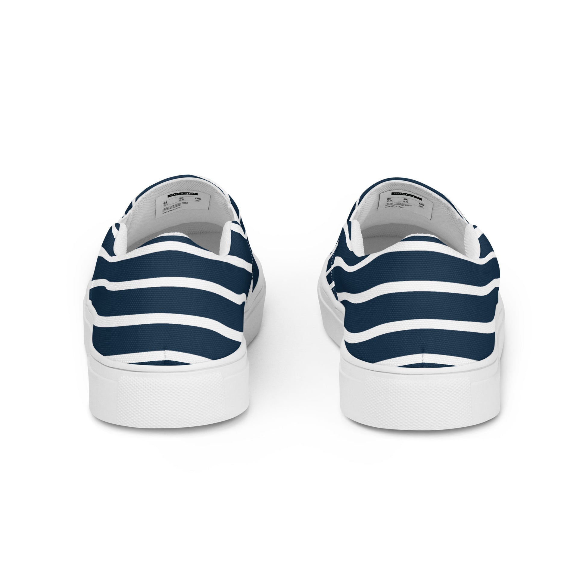 Women’s Slip-On Canvas Shoes (Navy Blue, White Stripes) - SOULSKY