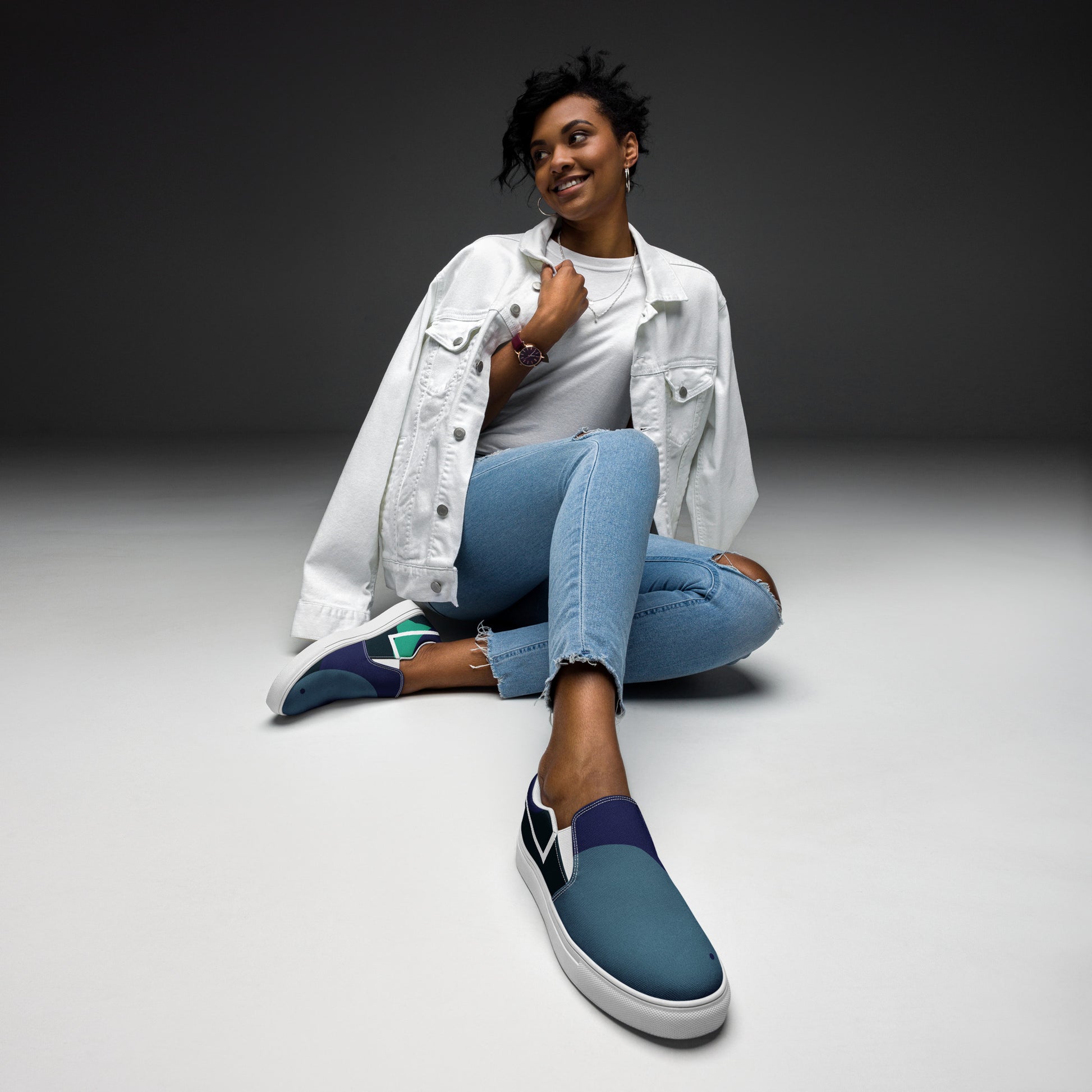 ARTIST Women’s Slip-On Canvas Shoes (Blue Shades) - SOULSKY
