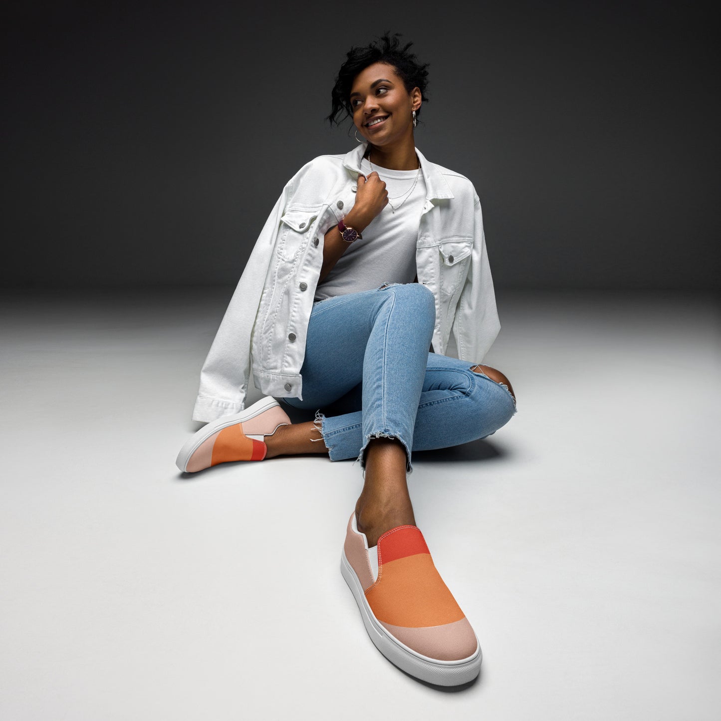 OCEAN CALM Women’s Slip-On Canvas Shoes (Orange)