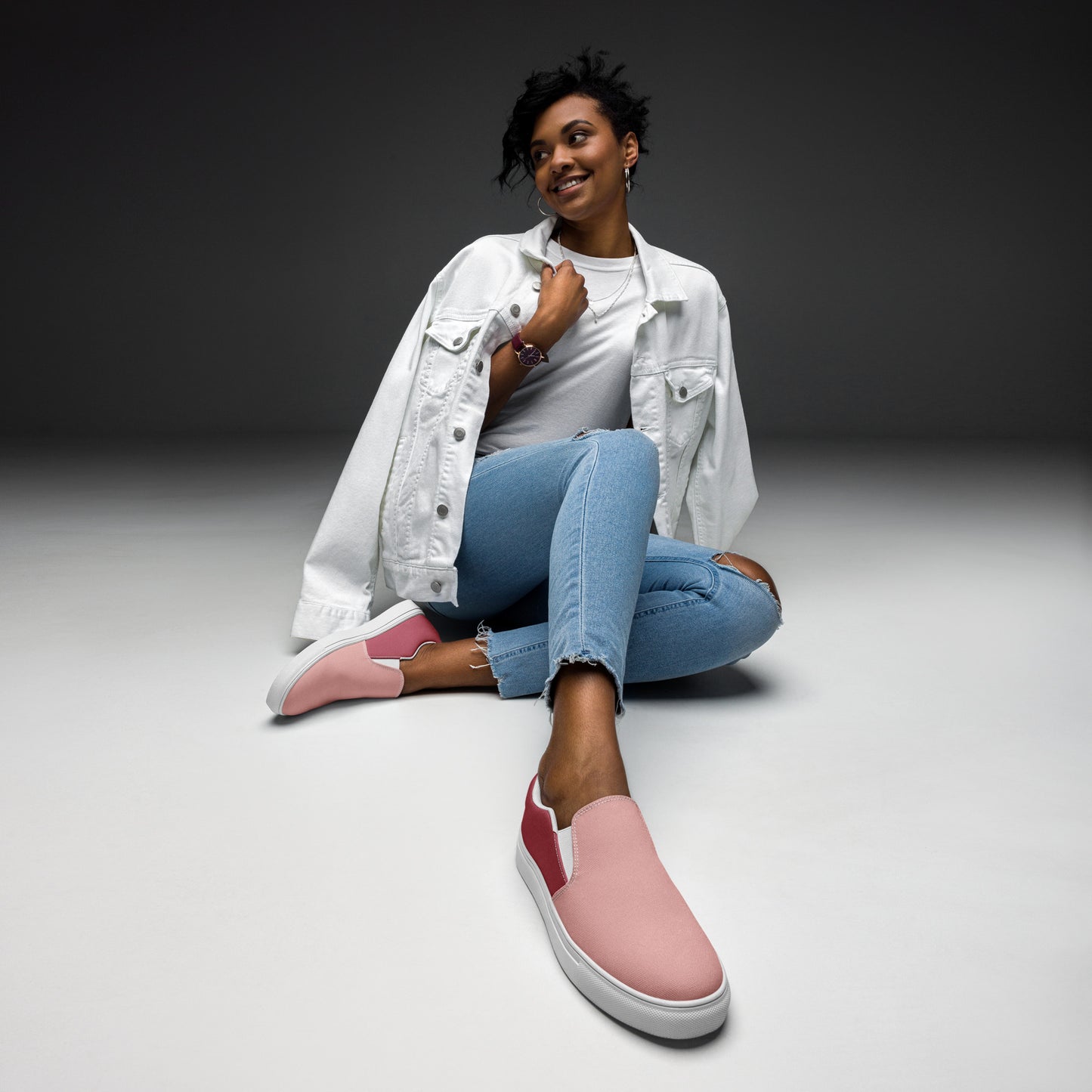 Women’s Slip-On Canvas Shoes (Pink, Mauve)