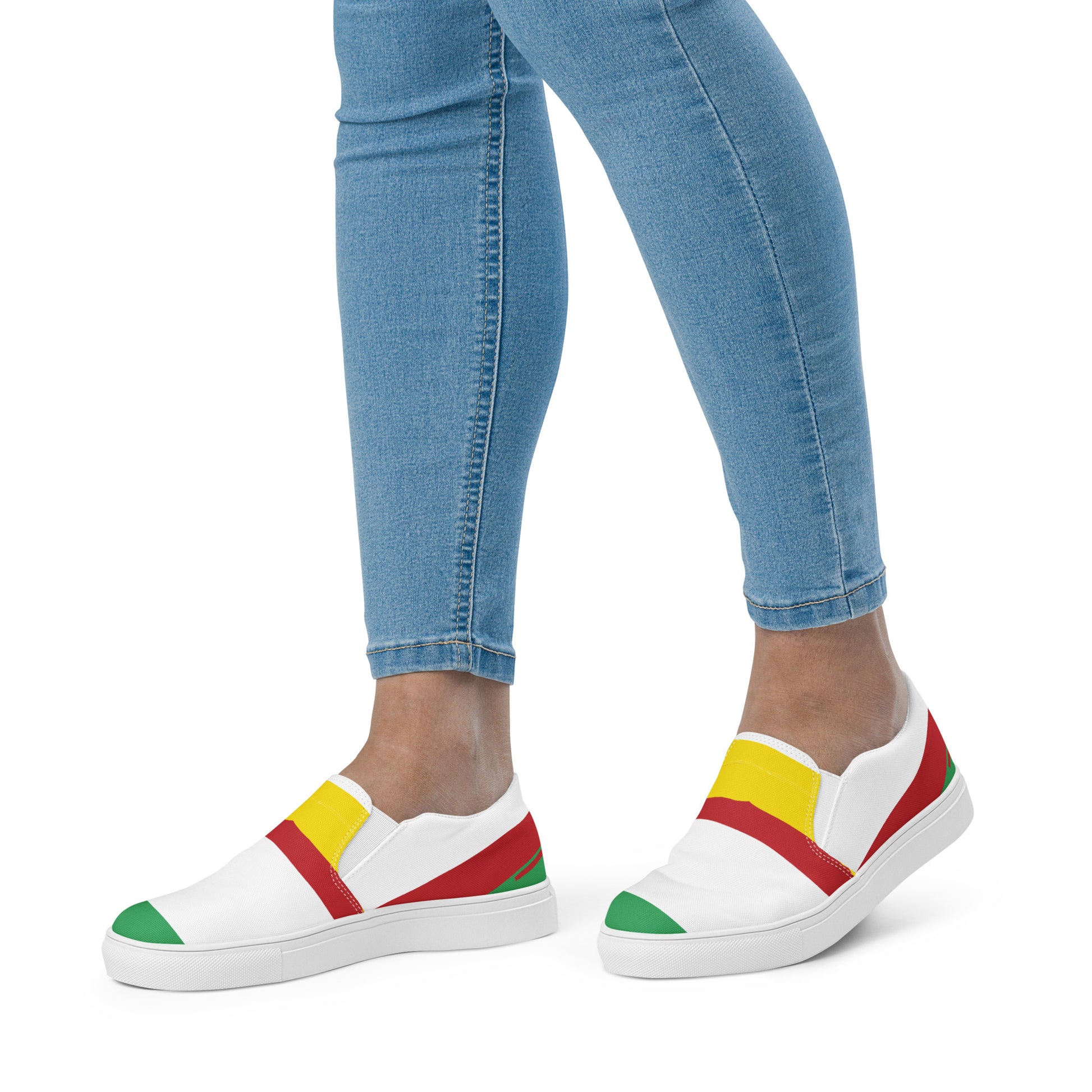 AFRICA STRIPES Women’s Slip-On Canvas Shoes (White) - SOULSKY