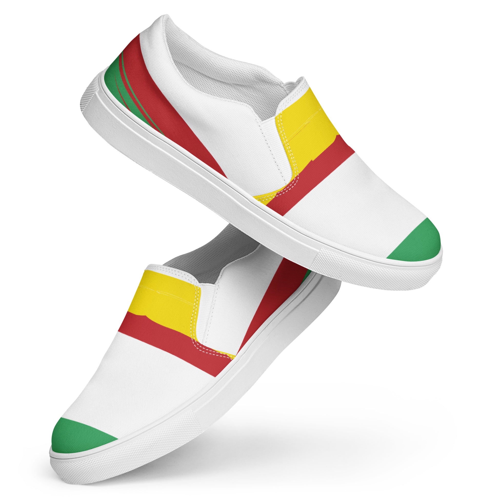 AFRICA STRIPES Women’s Slip-On Canvas Shoes (White) - SOULSKY
