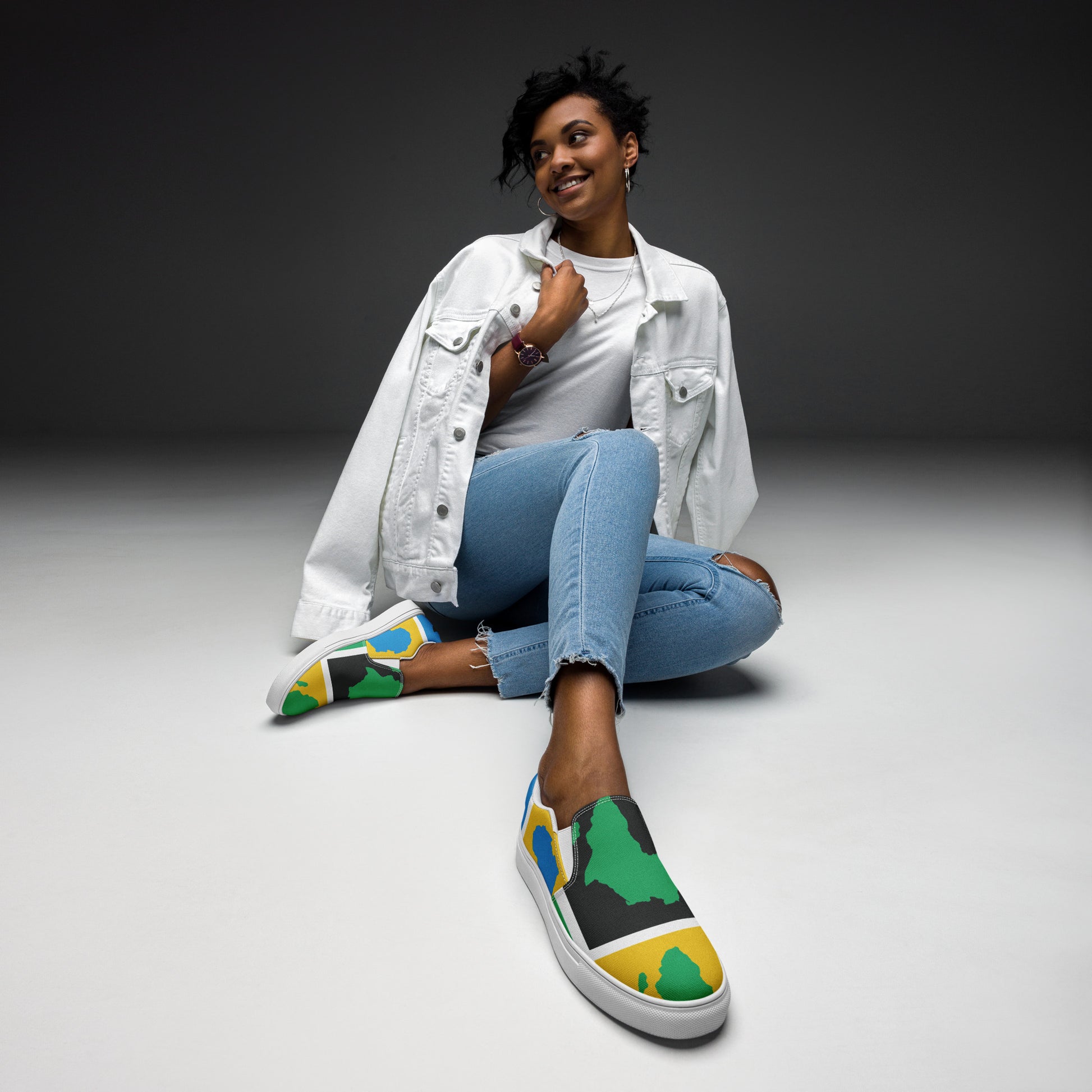 AFRICA WARHOL Women’s Slip-On Canvas Shoes (Yellow, Green, Turquoise) - SOULSKY