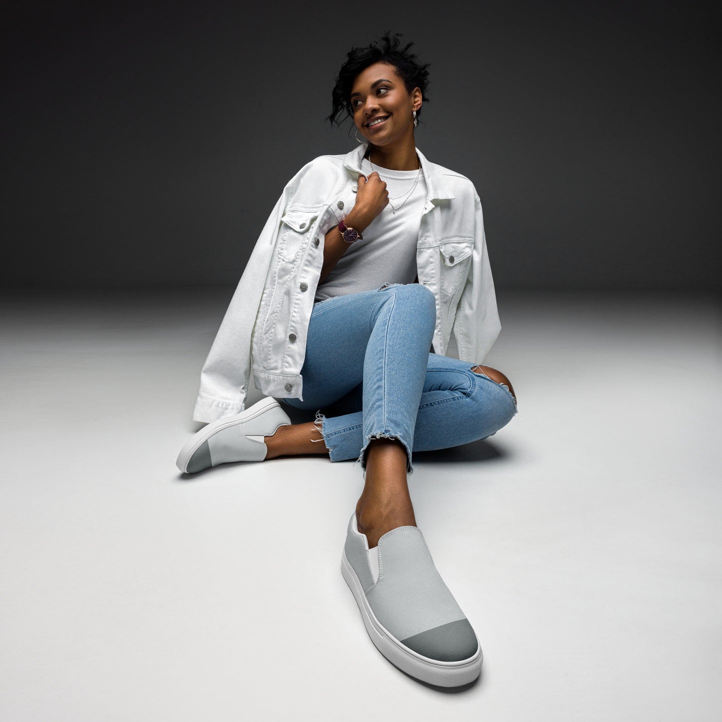 NEVER LOSE HOPE Women’s Slip-On Canvas Shoess (Gray)