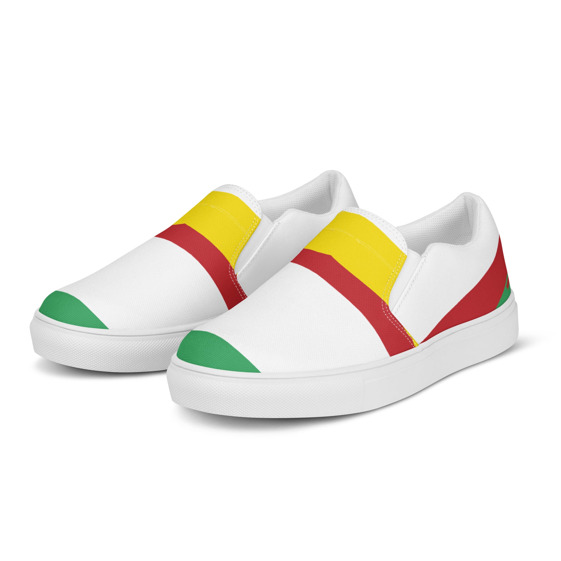 AFRICA STRIPES Women’s Slip-On Canvas Shoes (White) - SOULSKY