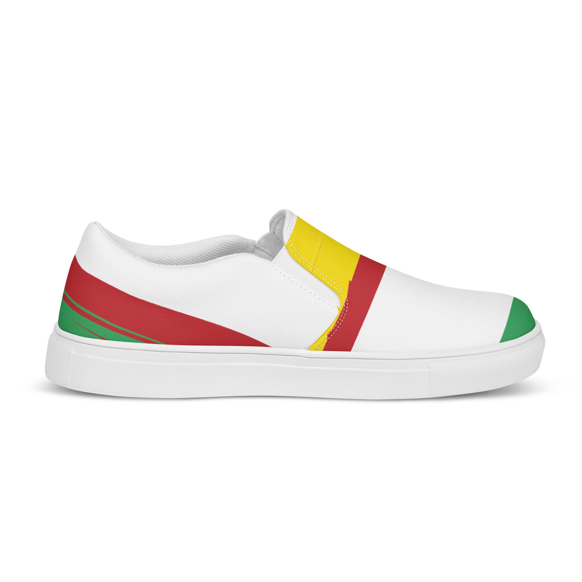 AFRICA STRIPES Women’s Slip-On Canvas Shoes (White) - SOULSKY