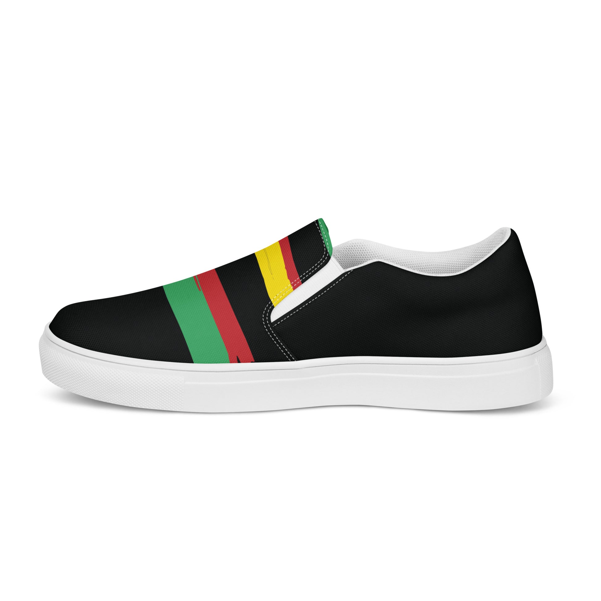 AFRICA STRIPES Women’s Slip-On Canvas Shoes (Black) - SOULSKY