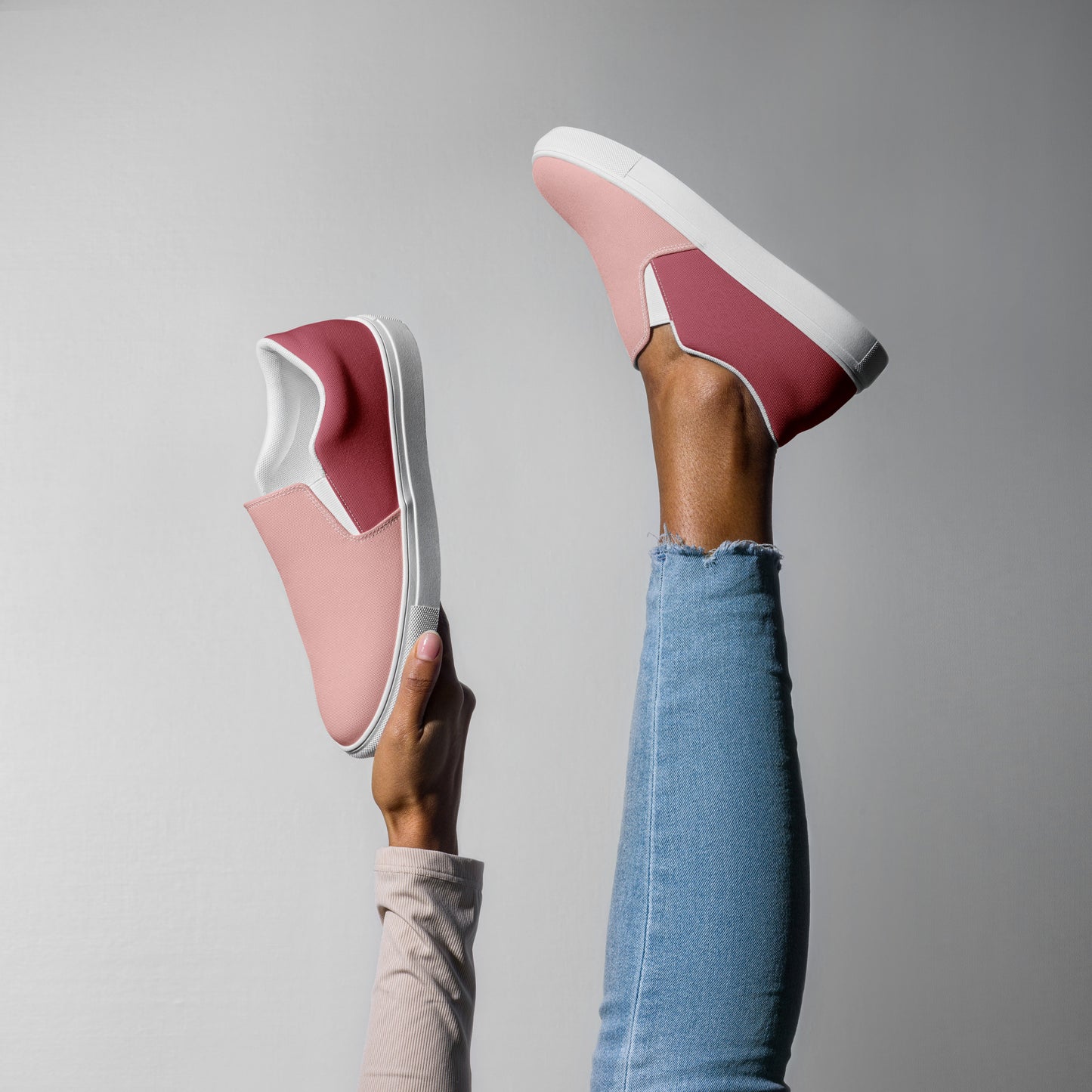 Women’s Slip-On Canvas Shoes (Pink, Mauve)