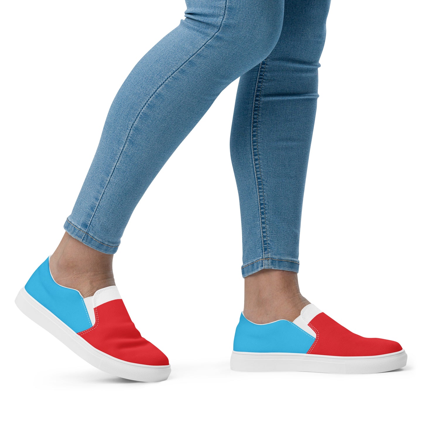 Women’s Slip-On Canvas Shoes (Red, White, Turquoise) - SOULSKY