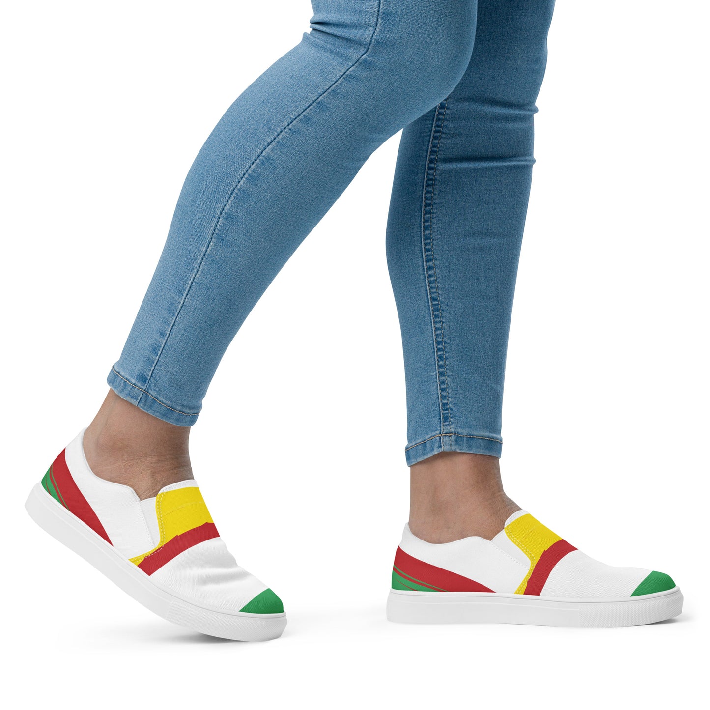 AFRICA STRIPES Women’s Slip-On Canvas Shoes (White)