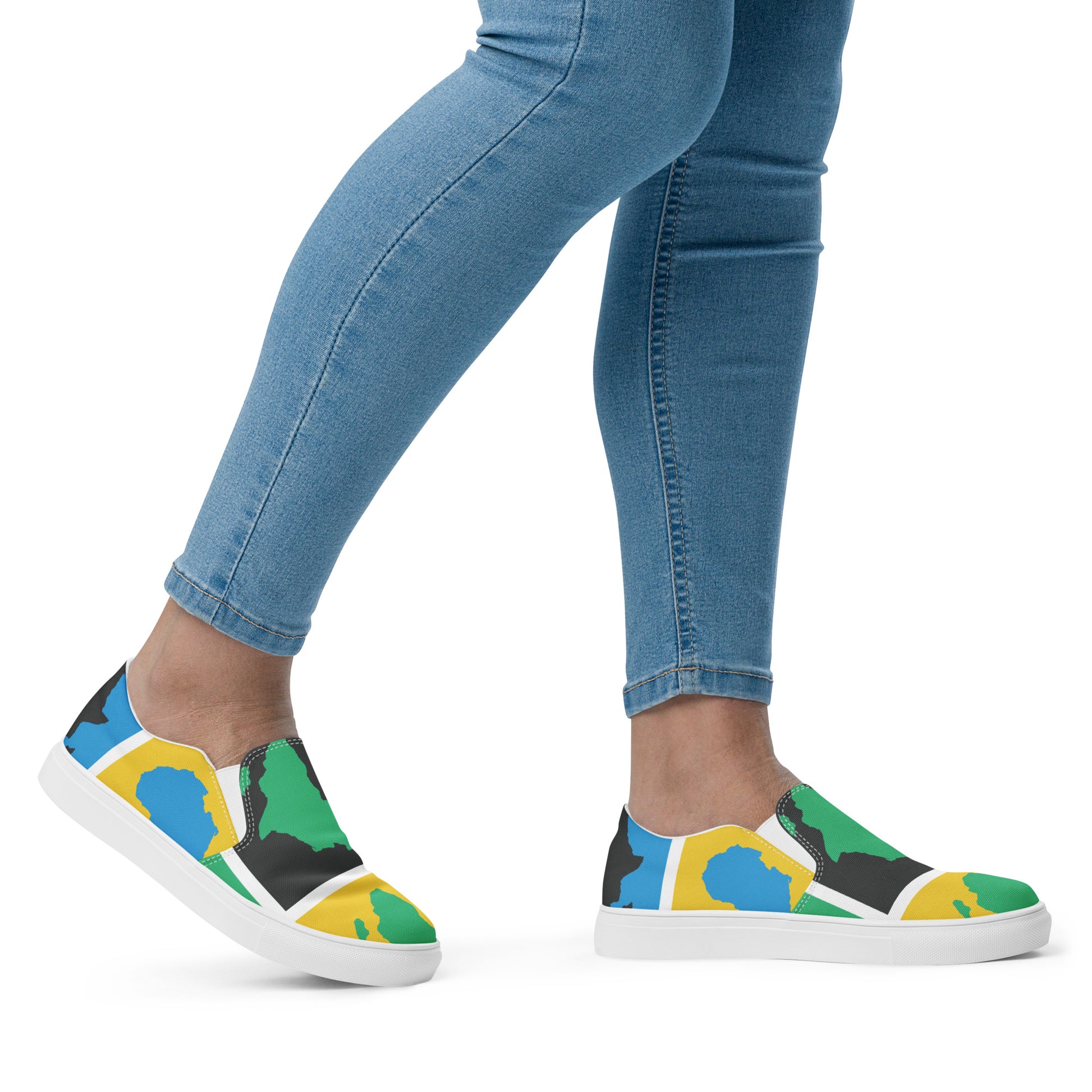 AFRICA WARHOL Women’s Slip-On Canvas Shoes (Yellow, Green, Turquoise) - SOULSKY