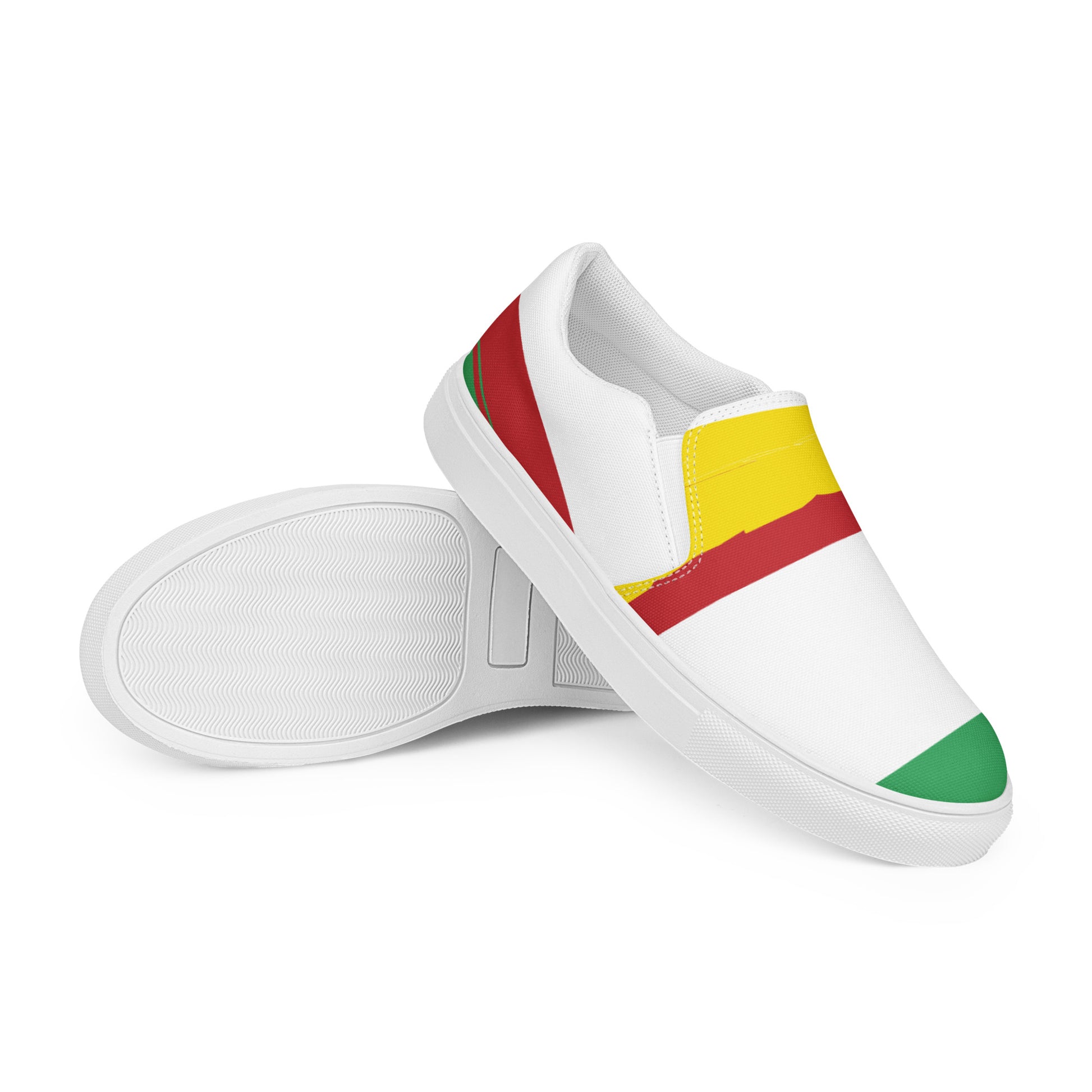 AFRICA STRIPES Women’s Slip-On Canvas Shoes (White) - SOULSKY