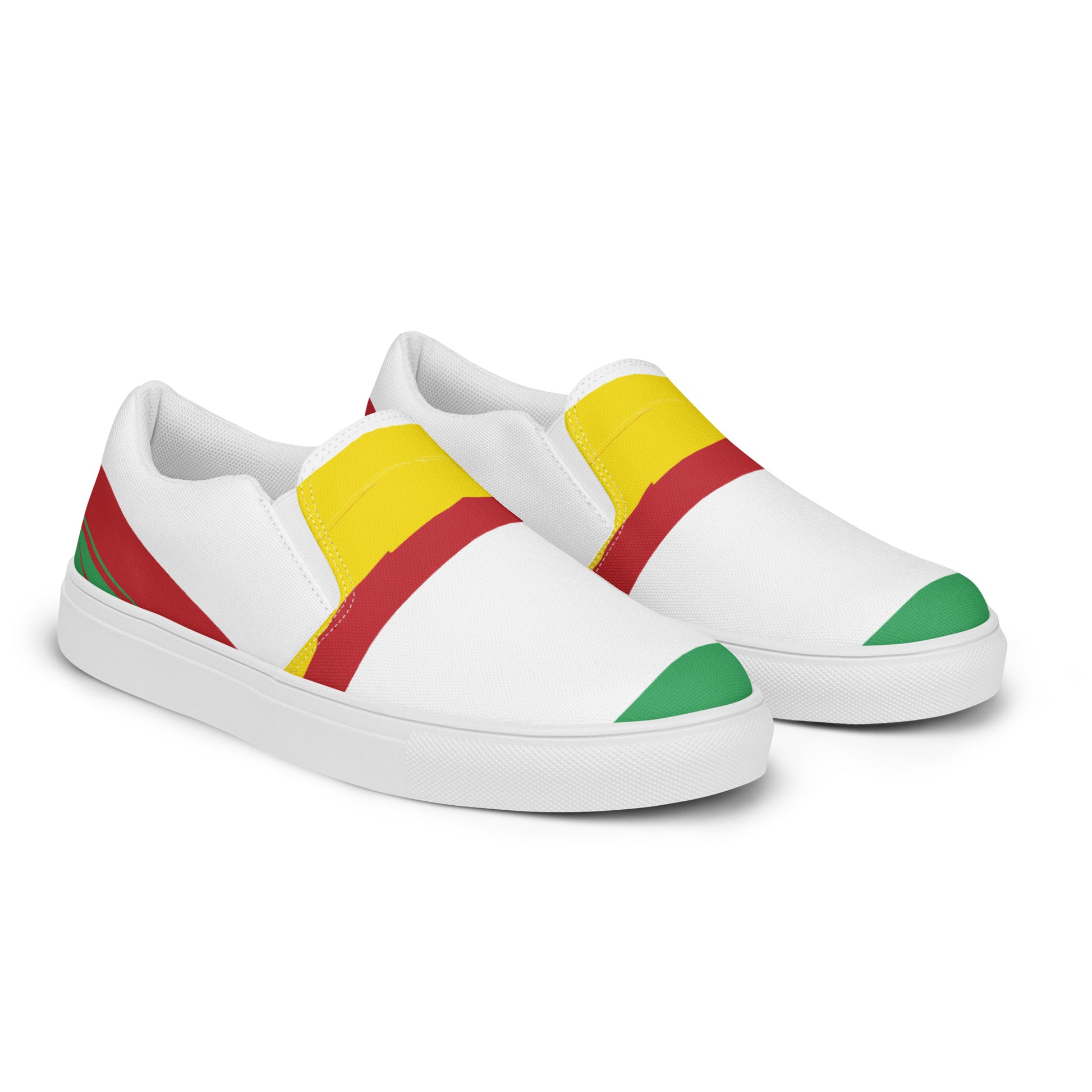 AFRICA STRIPES Women’s Slip-On Canvas Shoes (White) - SOULSKY