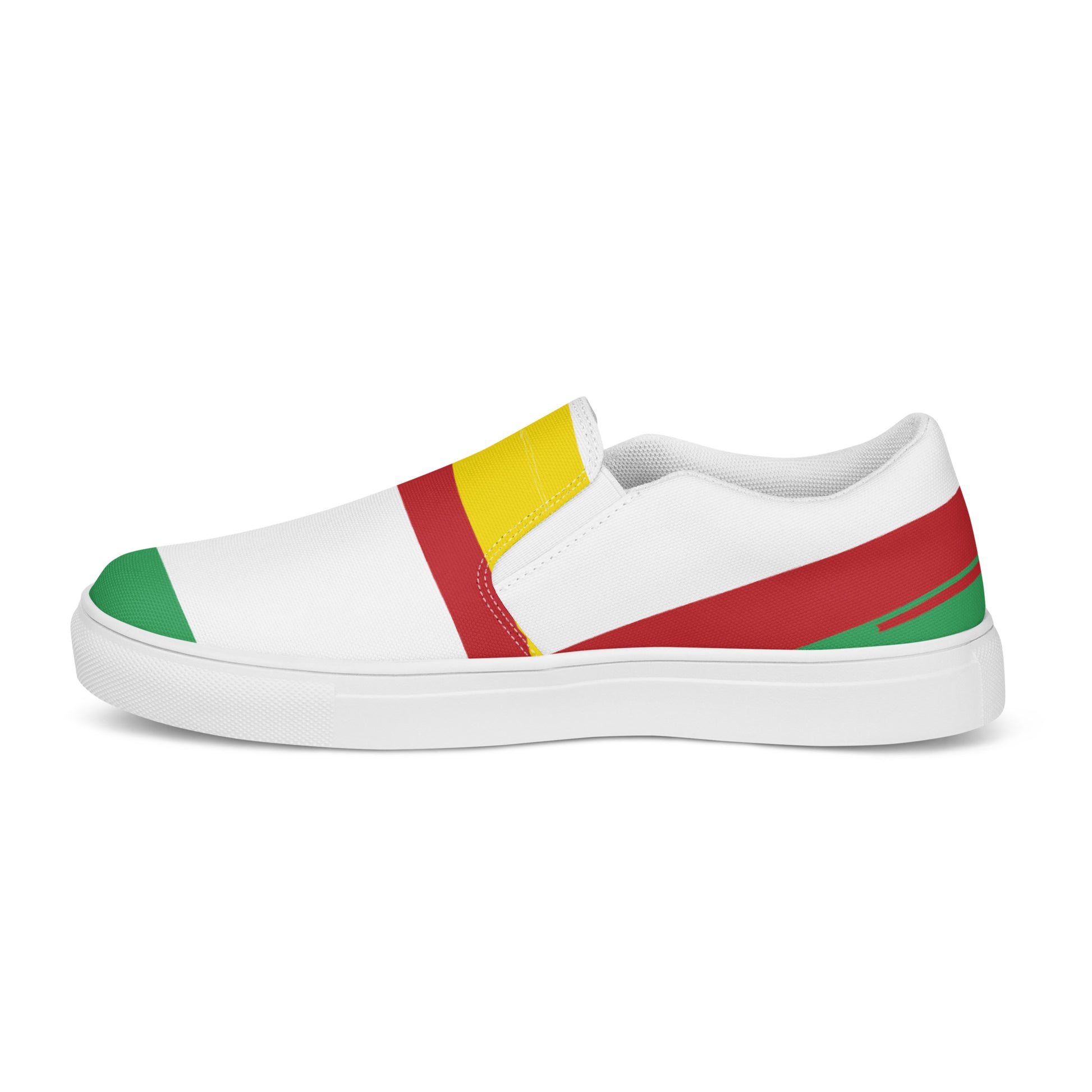 AFRICA STRIPES Women’s Slip-On Canvas Shoes (White) - SOULSKY