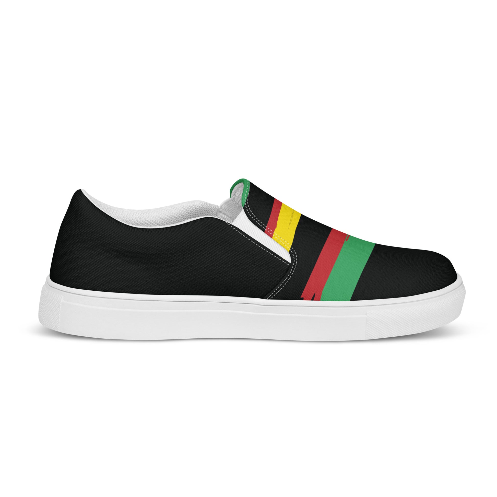 AFRICA STRIPES Women’s Slip-On Canvas Shoes (Black) - SOULSKY