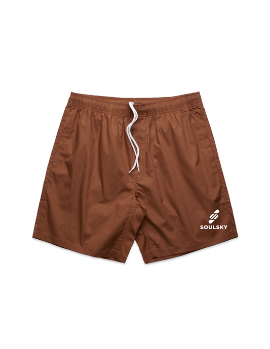 SOULSKY Men's Beach Shorts (Brown)