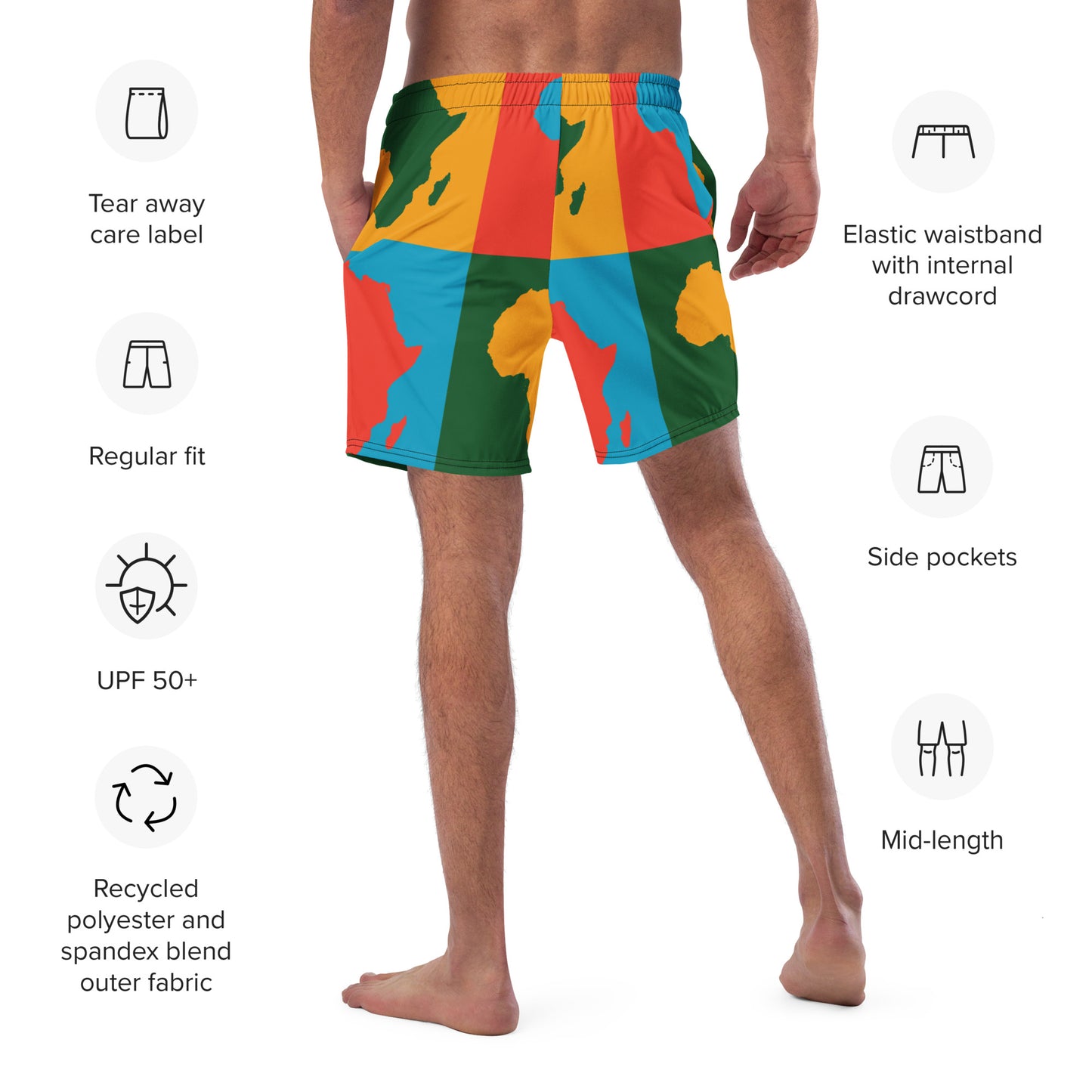 AFRICA WARHOL Men's Swim Trunks (Bright)