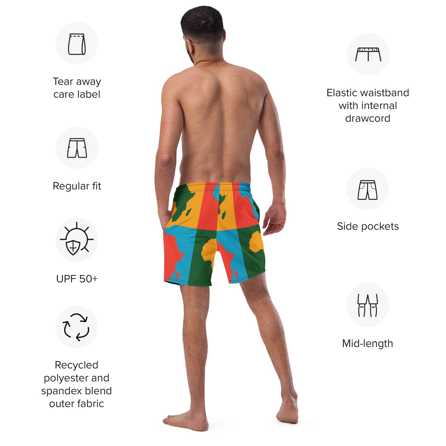 AFRICA WARHOL Men's Swim Trunks (Bright)