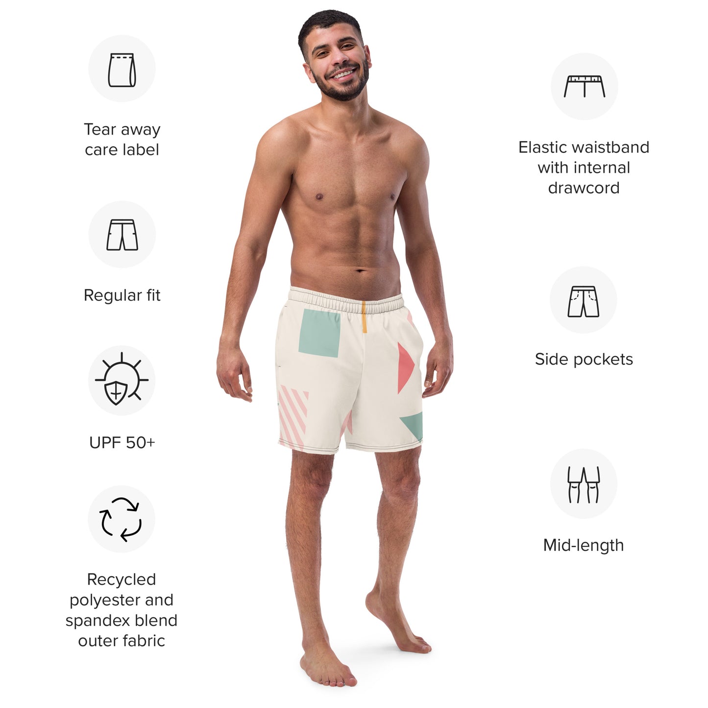 UNIQUE Men's Swim Trunks (Cream)