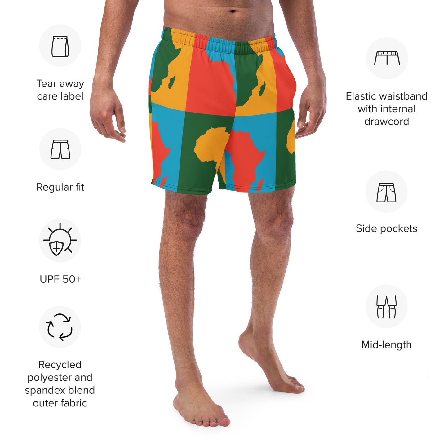 AFRICA WARHOL Men's Swim Trunks (Bright)