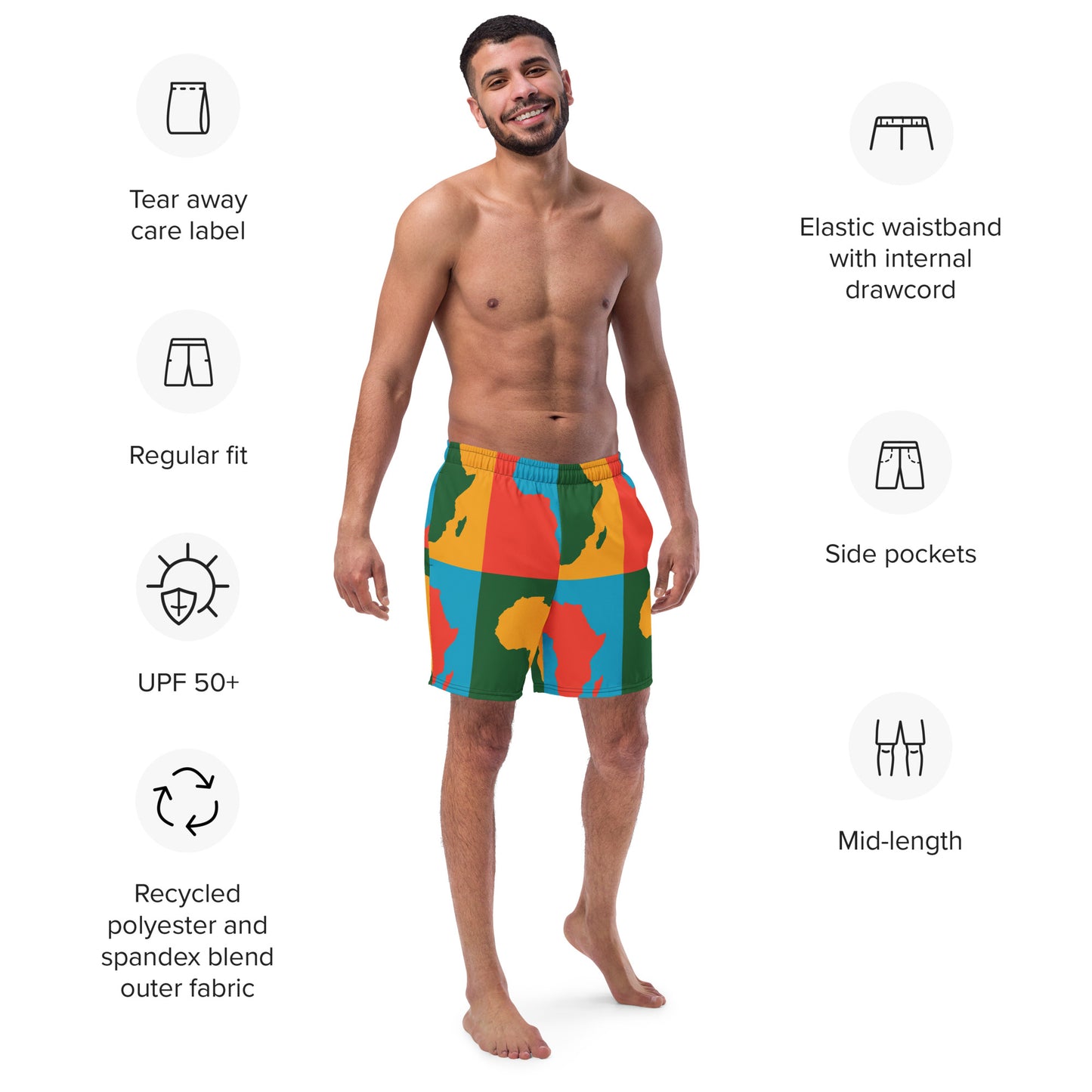 AFRICA WARHOL Men's Swim Trunks (Bright)