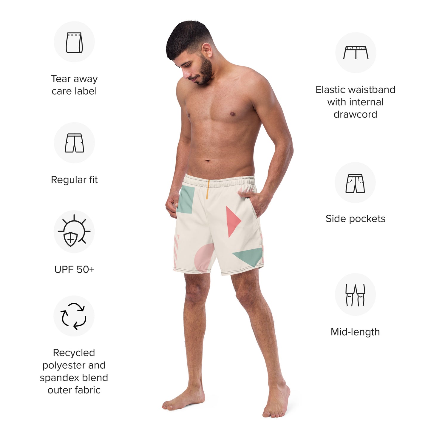 UNIQUE Men's Swim Trunks (Cream)