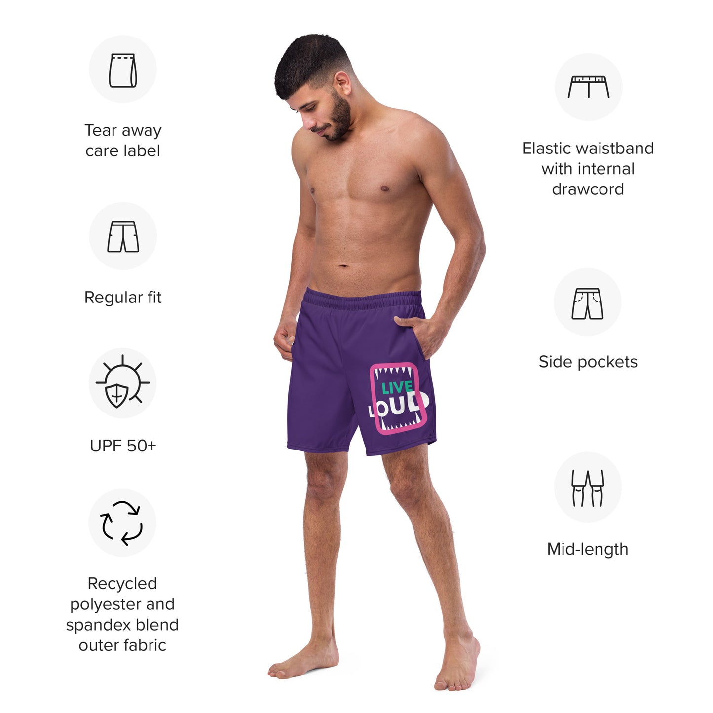 LIVE LOUD Men's Swim Trunks