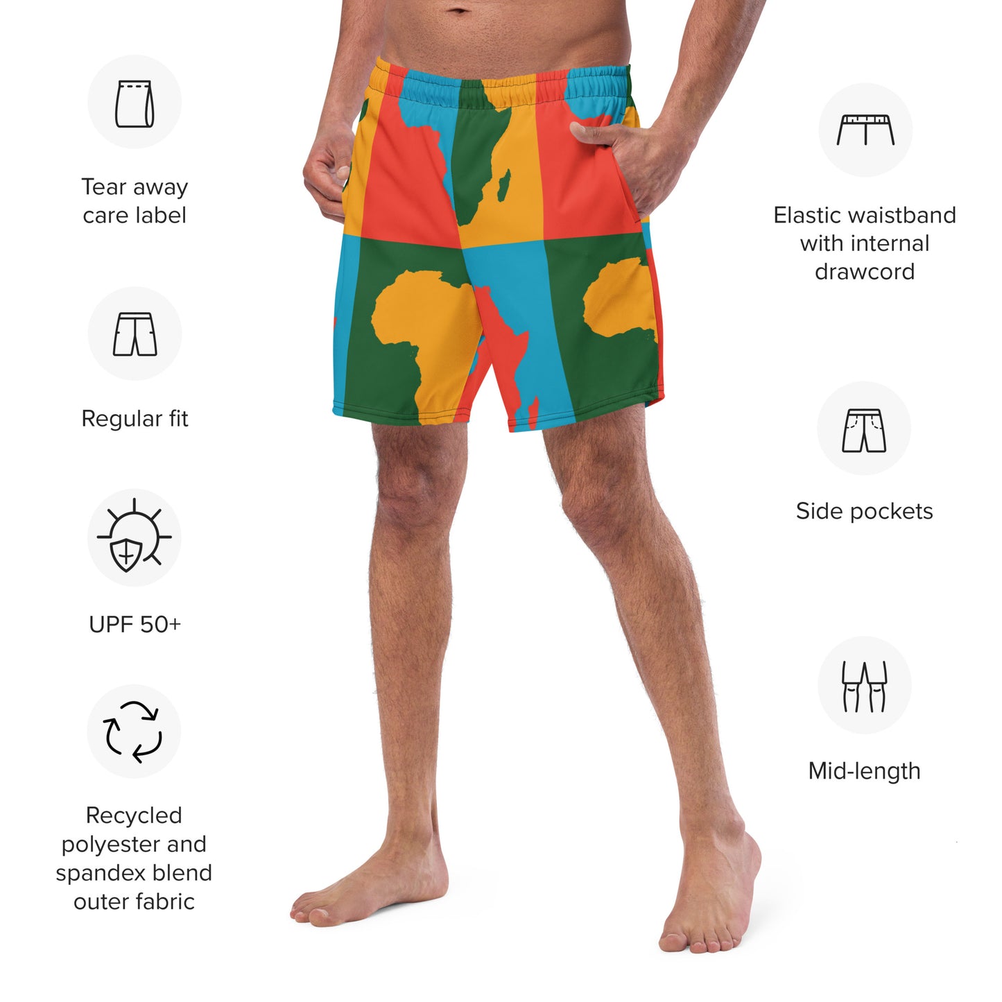 AFRICA WARHOL Men's Swim Trunks (Bright)