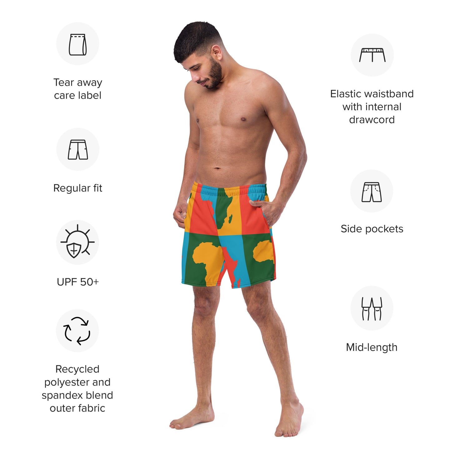 AFRICA WARHOL Men's Swim Trunks (Bright)