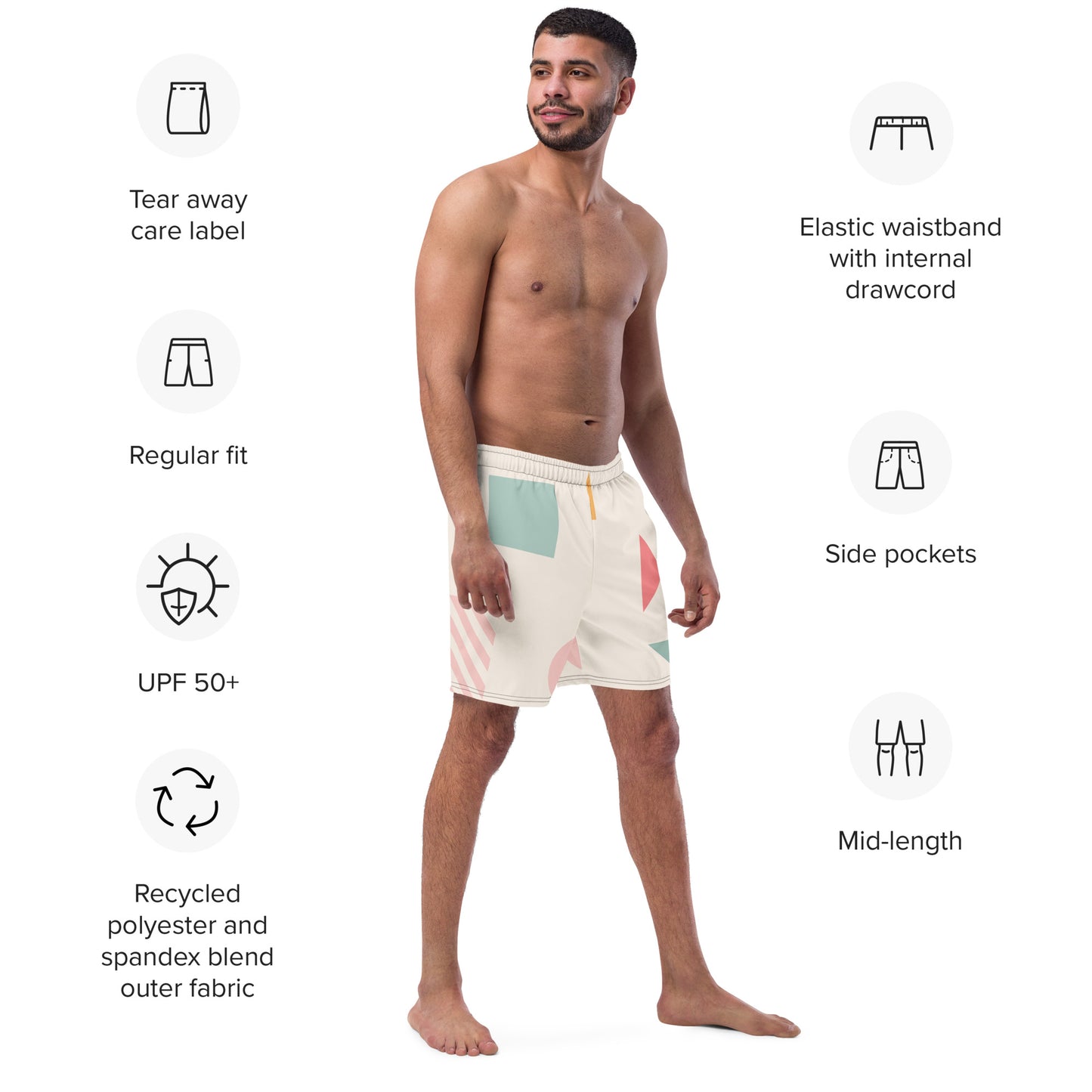 UNIQUE Men's Swim Trunks (Cream)