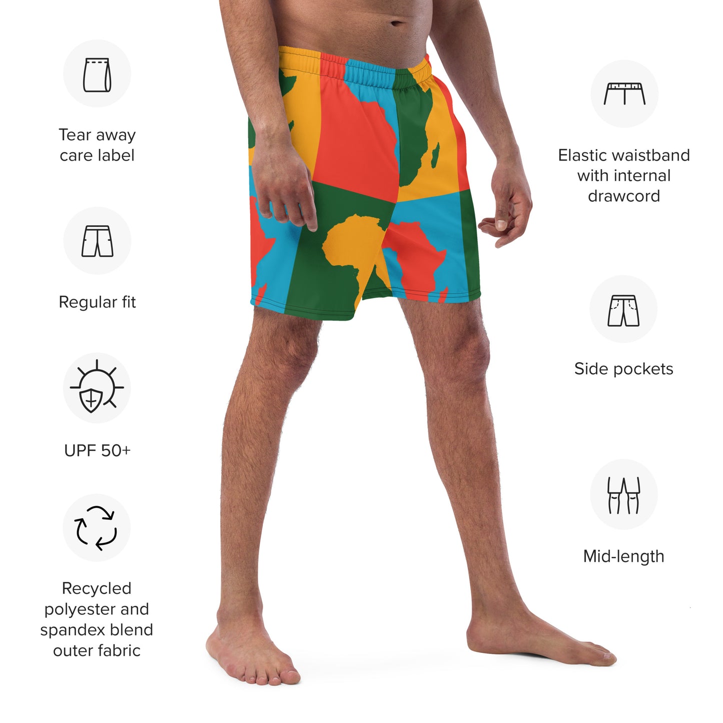 AFRICA WARHOL Men's Swim Trunks (Bright)