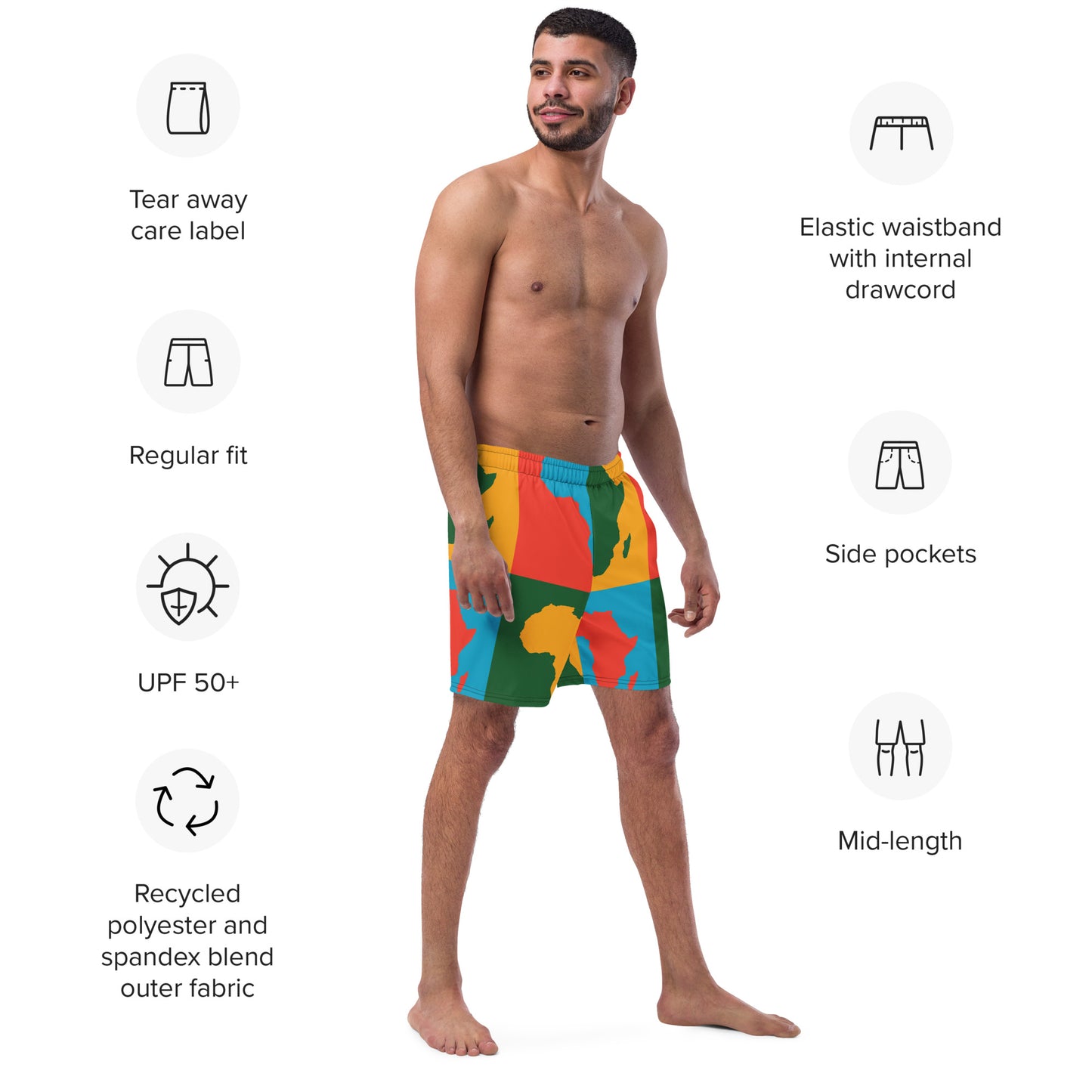 AFRICA WARHOL Men's Swim Trunks (Bright)