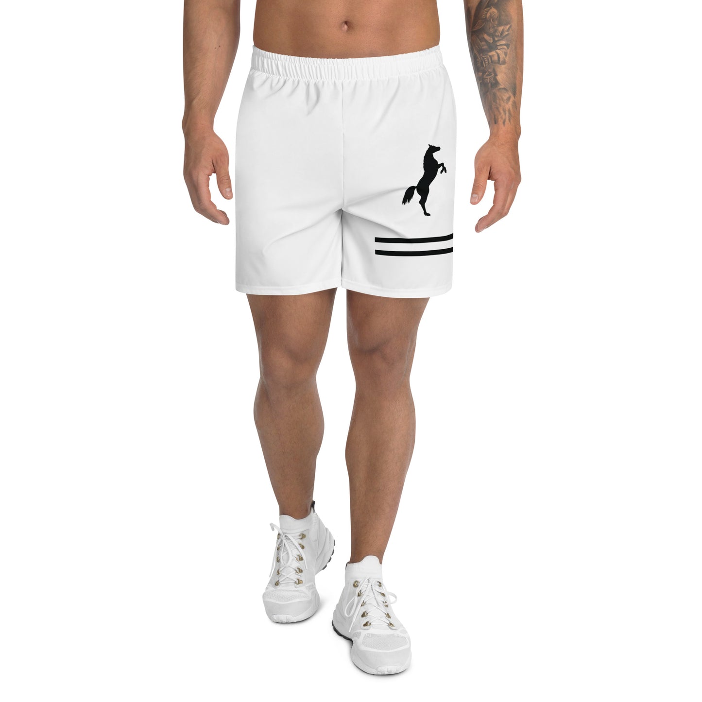 ELEVATE All-Over Print Unisex Athletic Long Shorts (White)