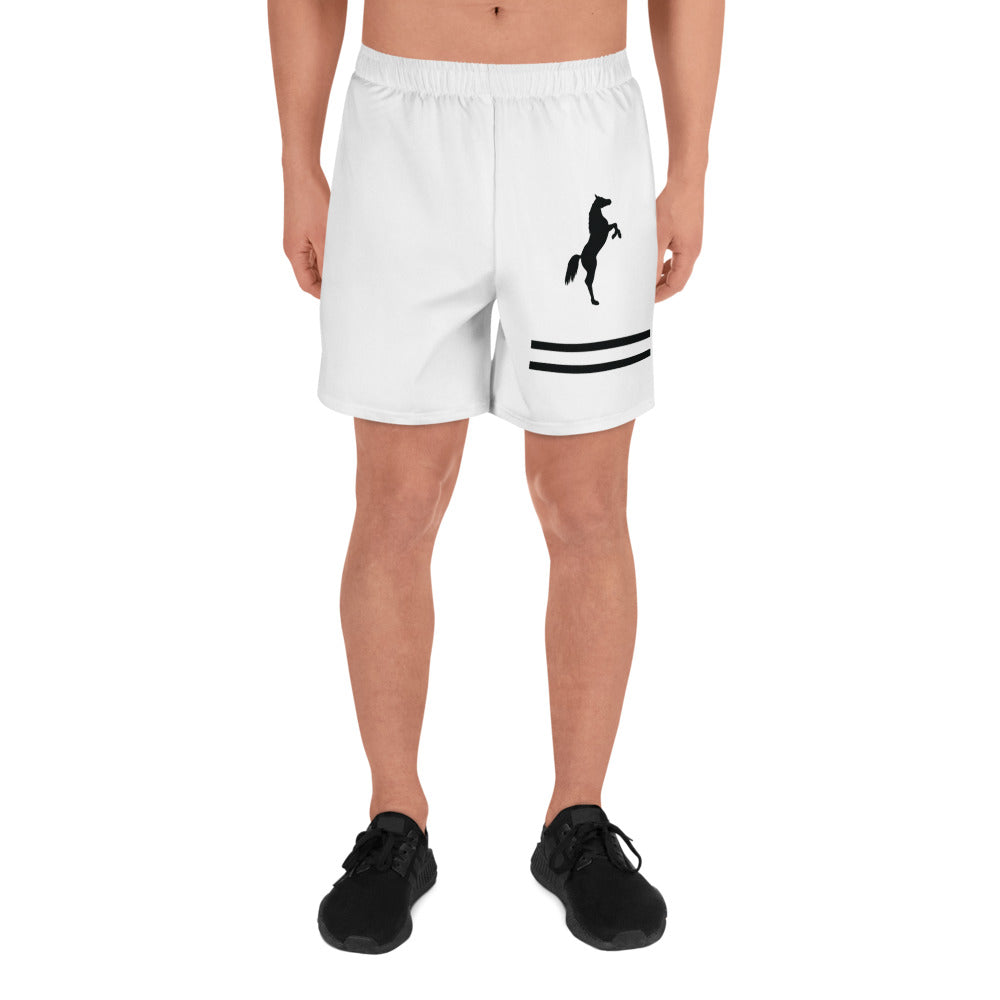 ELEVATE All-Over Print Unisex Athletic Long Shorts (White)