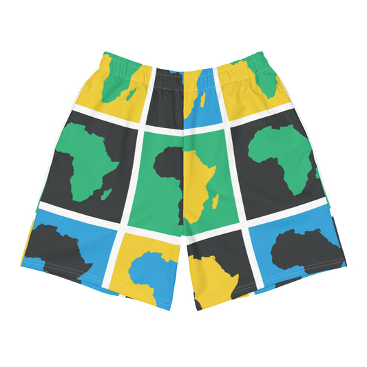 AFRICA WARHOL All-Over Print Unisex Athletic Long Shorts (Green, Yellow, Blue)