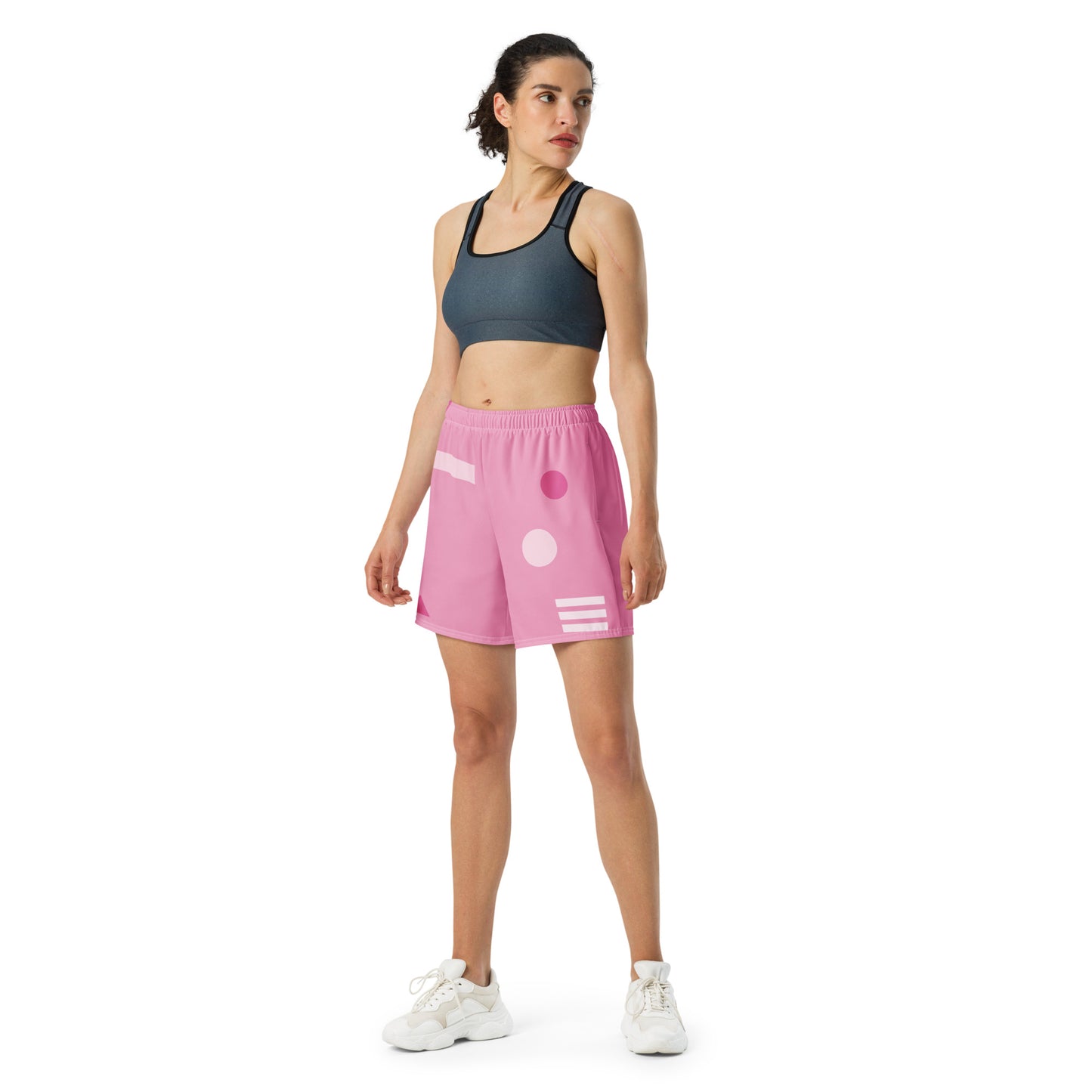 TIMELESS All-Over Print Unisex Athletic Long Shorts (Pink)