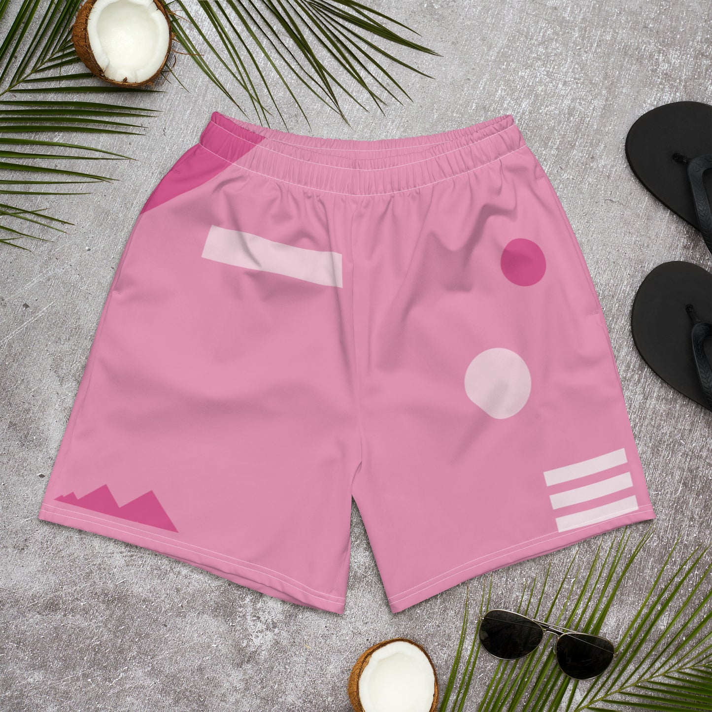 TIMELESS All-Over Print Unisex Athletic Long Shorts (Pink)