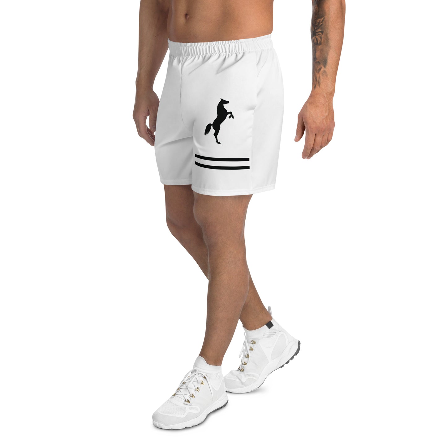 ELEVATE All-Over Print Unisex Athletic Long Shorts (White)