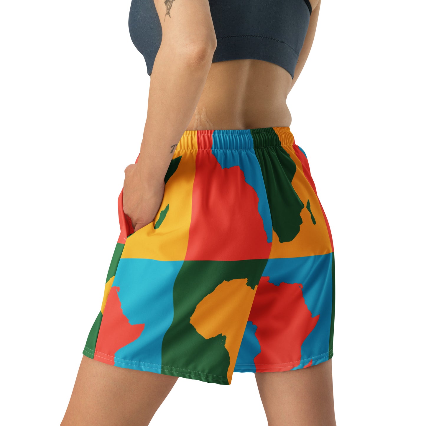 AFRICA WARHOL All-Over Print Unisex Athletic Long Shorts (Bright)