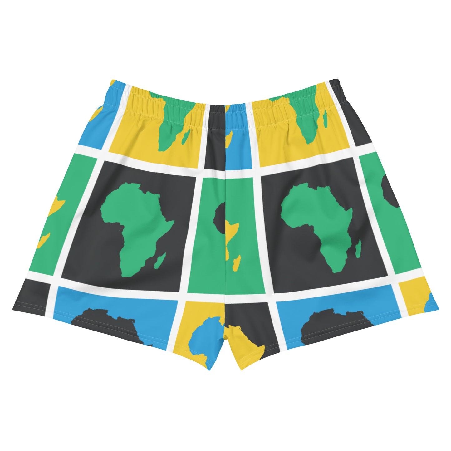 AFRICA WARHOL All-Over Print Unisex Athletic Shorts (Blue, Green, Yellow)