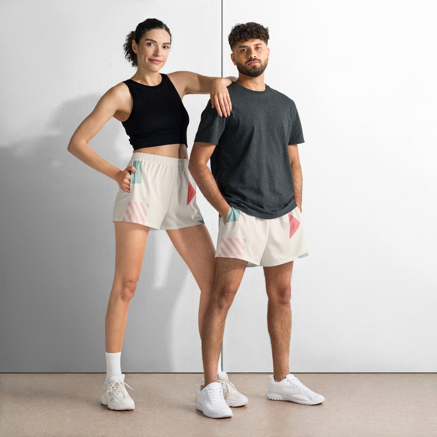 UNIQUE All-Over Print Unisex Athletic Shorts (Cream)