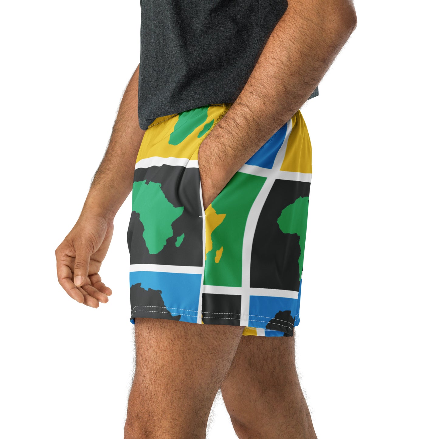 AFRICA WARHOL All-Over Print Unisex Athletic Shorts (Blue, Green, Yellow)