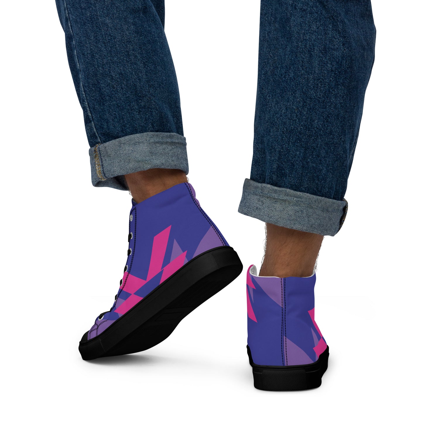 BE BRAVE Men’s High Top Canvas Shoes (Purple, Pink)