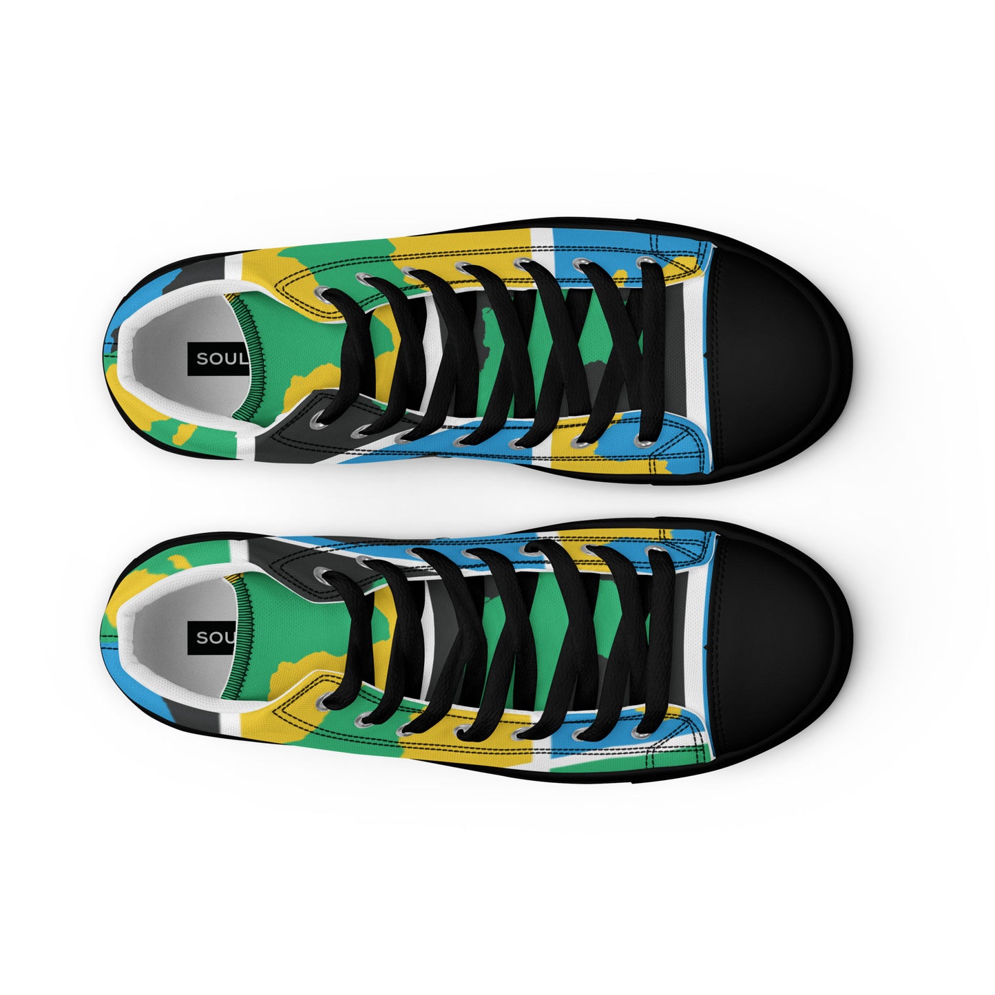 AFRICA WARHOL Men’s High Top Canvas Shoes (Yellow, Green, Turquoise)