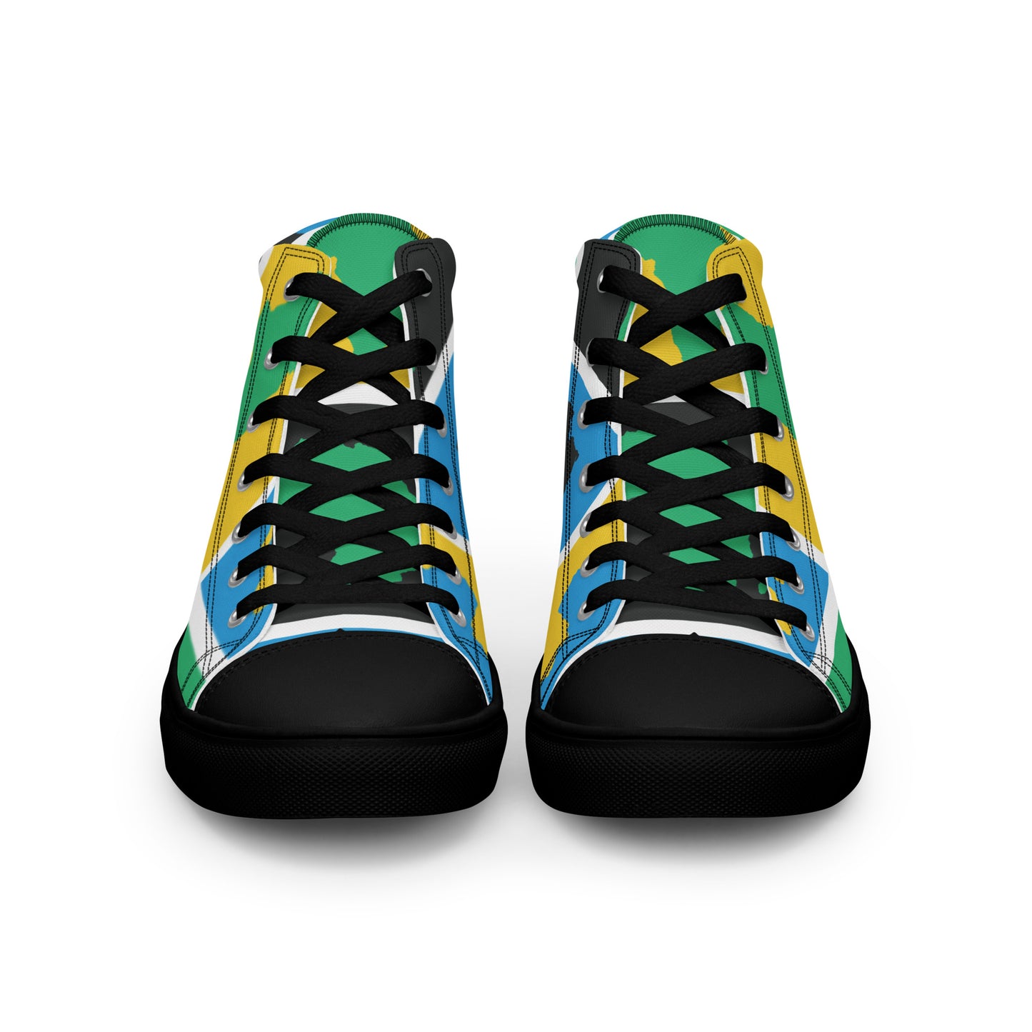 AFRICA WARHOL Men’s High Top Canvas Shoes (Yellow, Green, Turquoise)