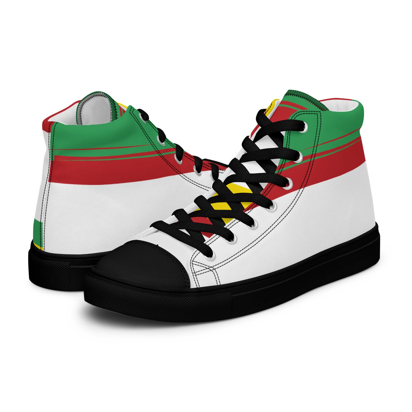 AFRICA STRIPES Men’s High Top Canvas Shoes (White)