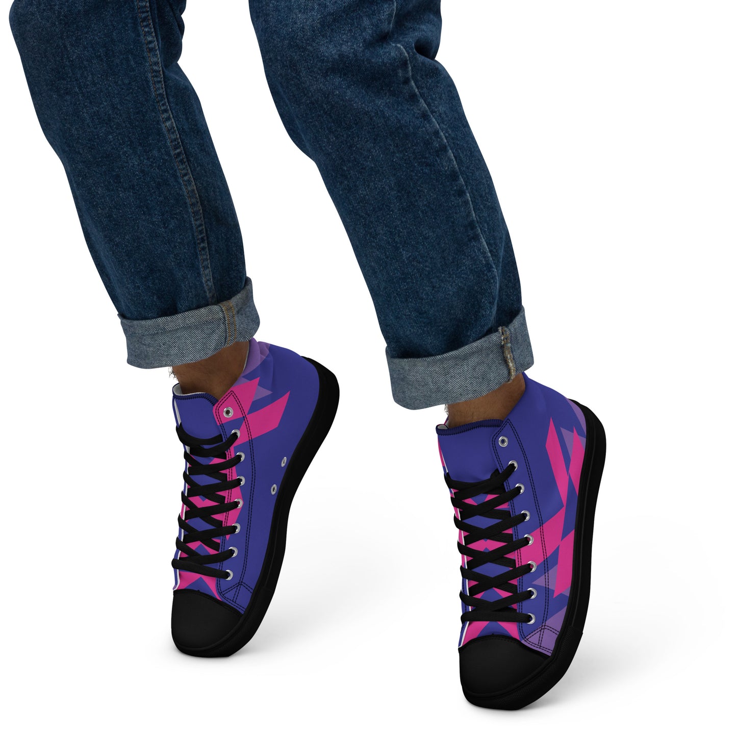 BE BRAVE Men’s High Top Canvas Shoes (Purple, Pink)