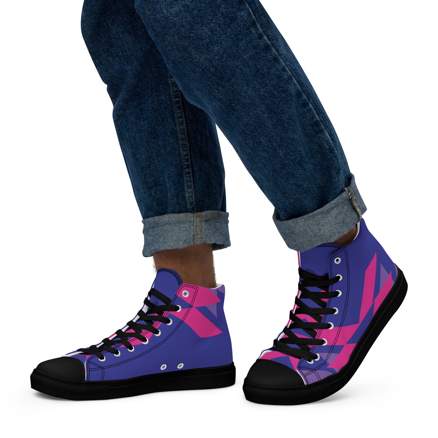 BE BRAVE Men’s High Top Canvas Shoes (Purple, Pink)