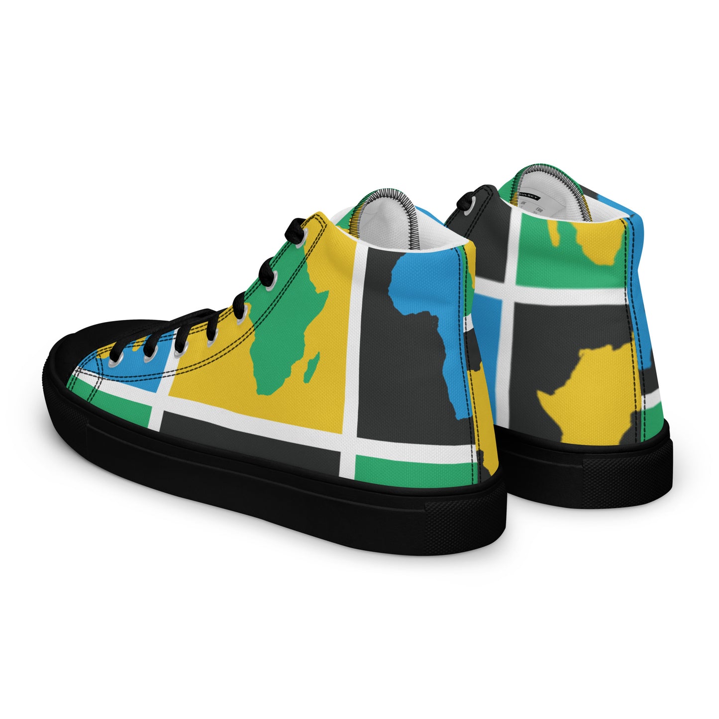 AFRICA WARHOL Men’s High Top Canvas Shoes (Yellow, Green, Turquoise)