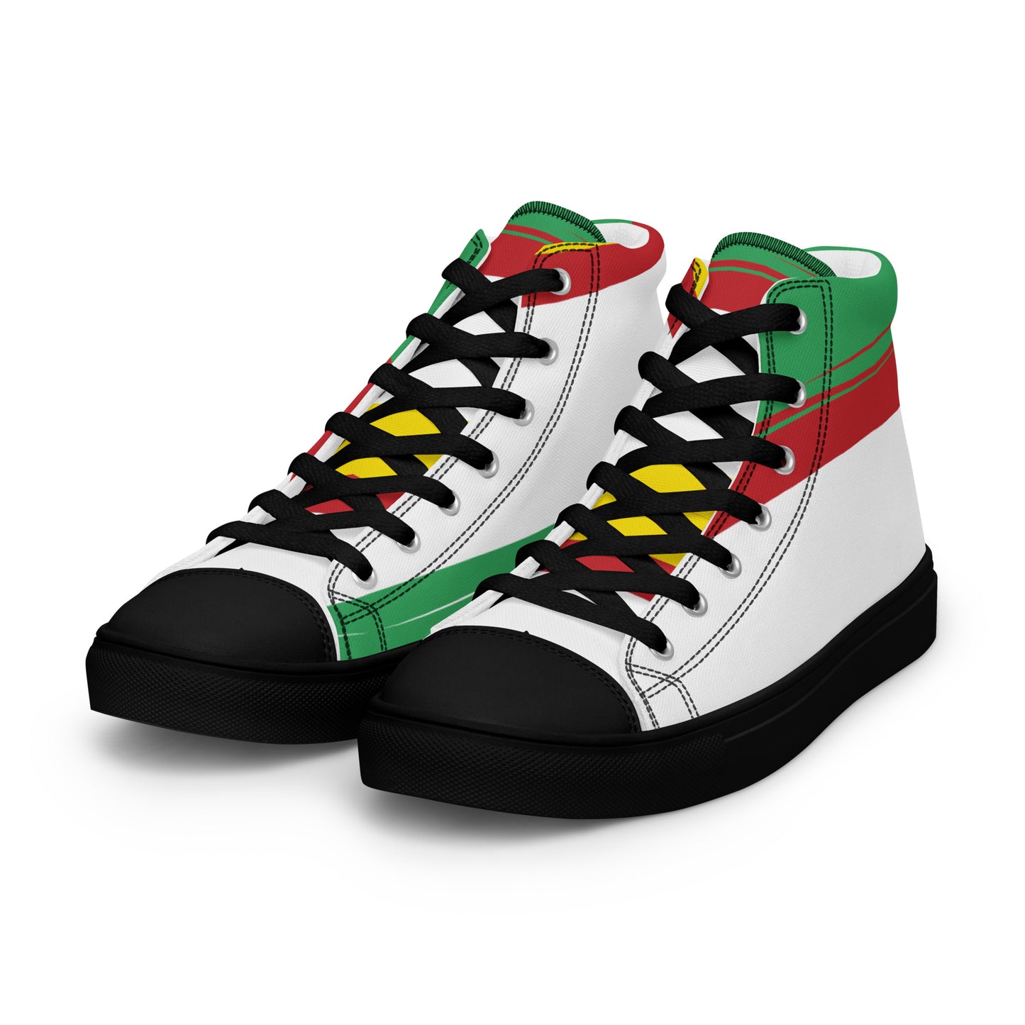 AFRICA STRIPES Men’s High Top Canvas Shoes (White)